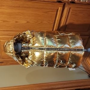 Vangull metallic puffer vest with removable hood size medium